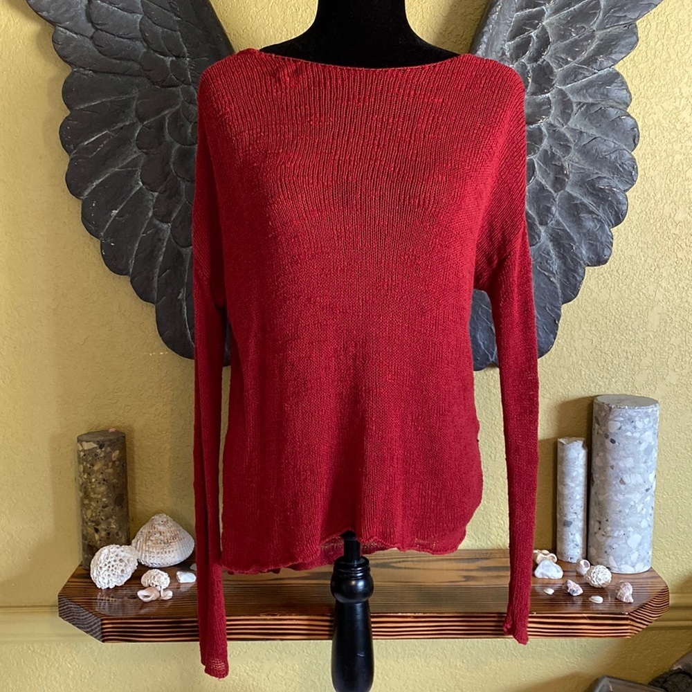 Zara Knit Red Knit Sweater Top